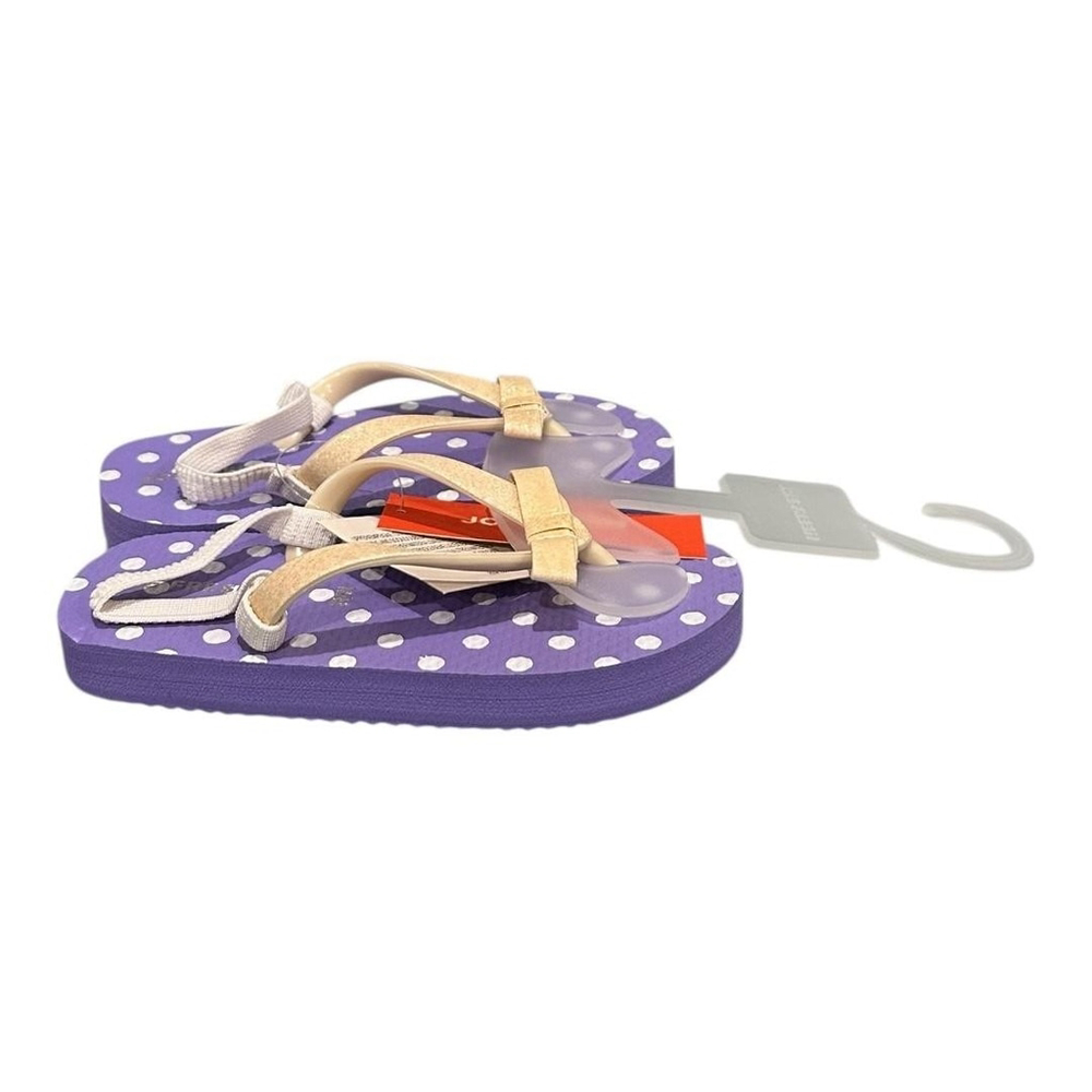 Joe Fresh Flip Flop Sandals Girls Size 8 Purple Polka Bow Toddler Beach Shoes